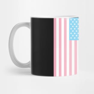 TRANSGENDER USA FLAG (alt. angle) - PALE BLUE, WHITE AND PINK TRANSGENDER FLAG Mug